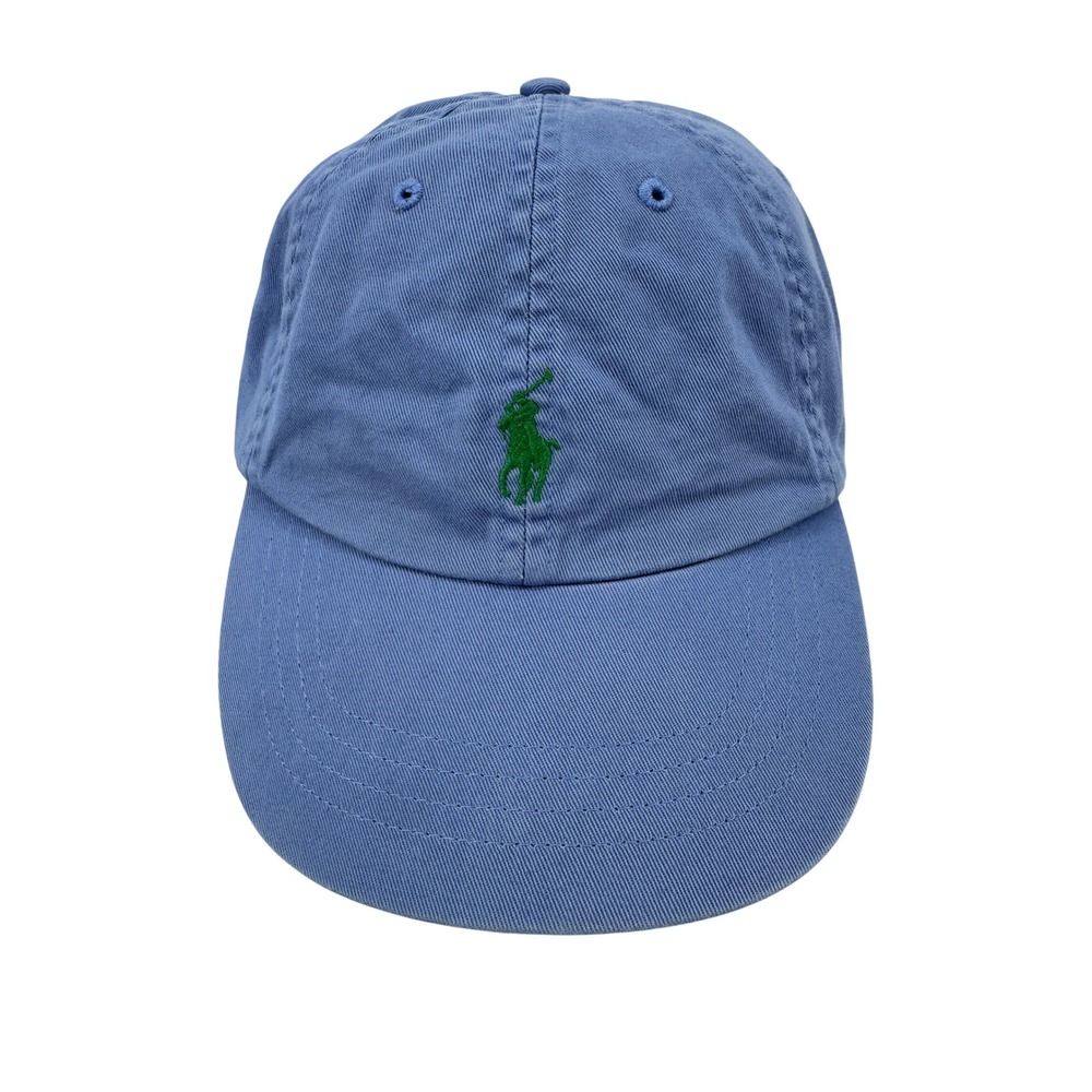 Polo Ralph Lauren Baseball Cap Mens OS Blue Green Pony Leather Strapback Hat